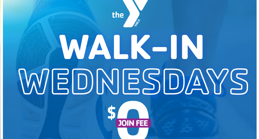 Walk-in Wednesdays graphic: Try us out on any Wednesday in February, join that day, and we will waive the join fee! Save up to $100!