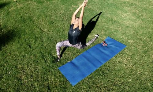Outside yoga class
