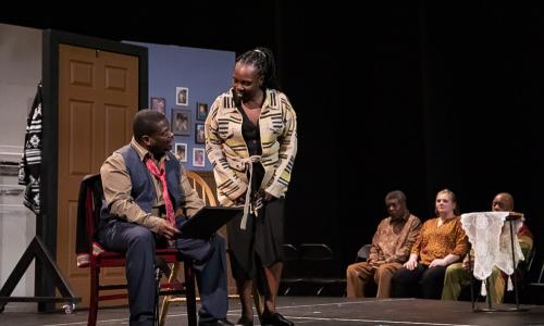 Two Y-Haven residents perform on stage for Steps & Stages