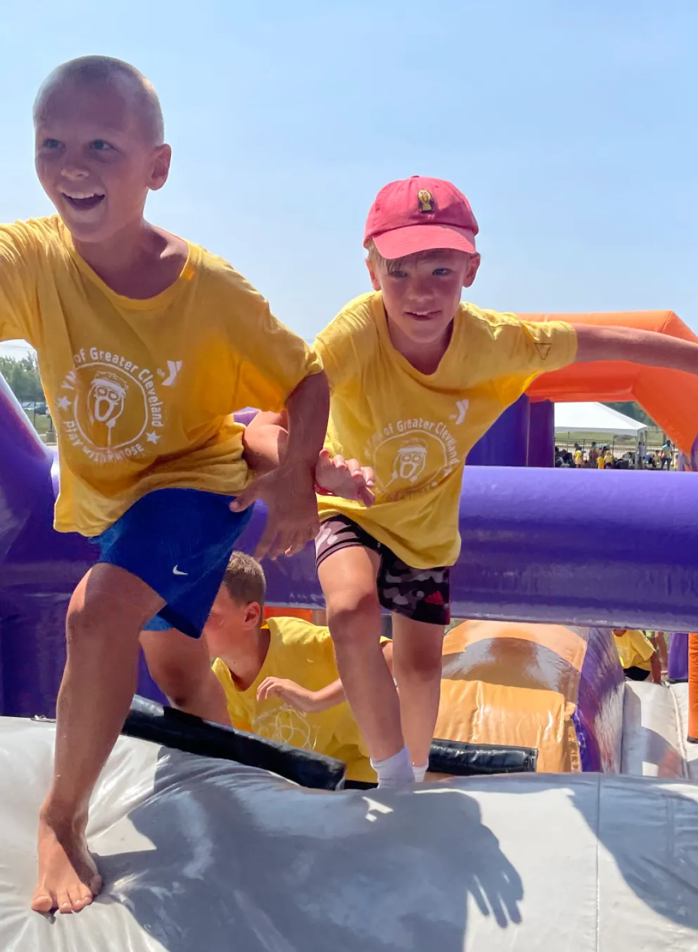 Kids playing on inflatables