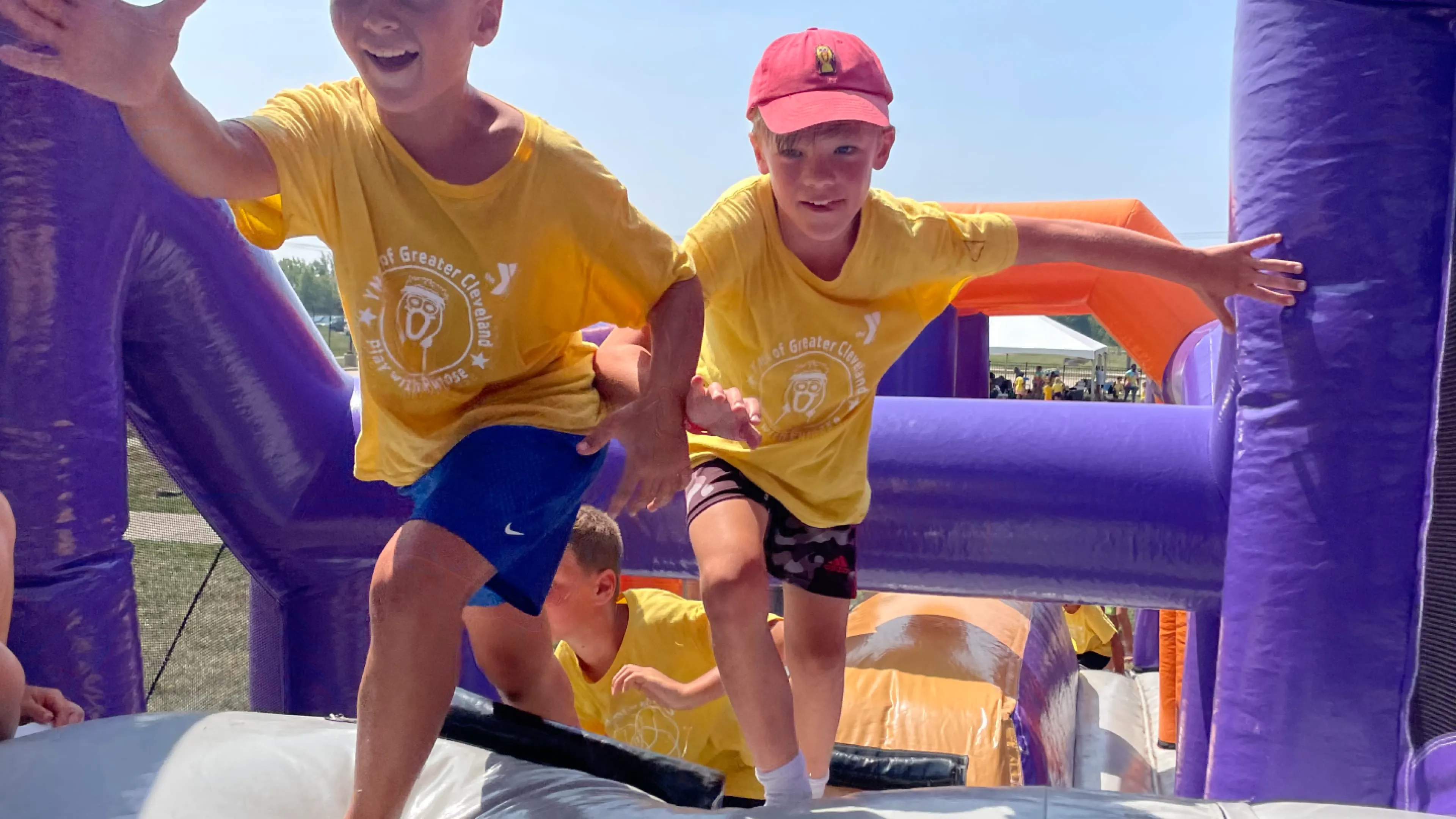 Kids playing on inflatables