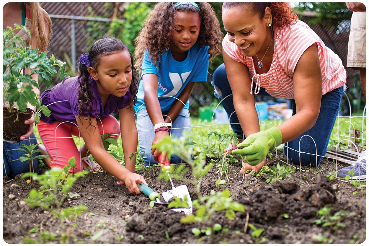 Members gardening together