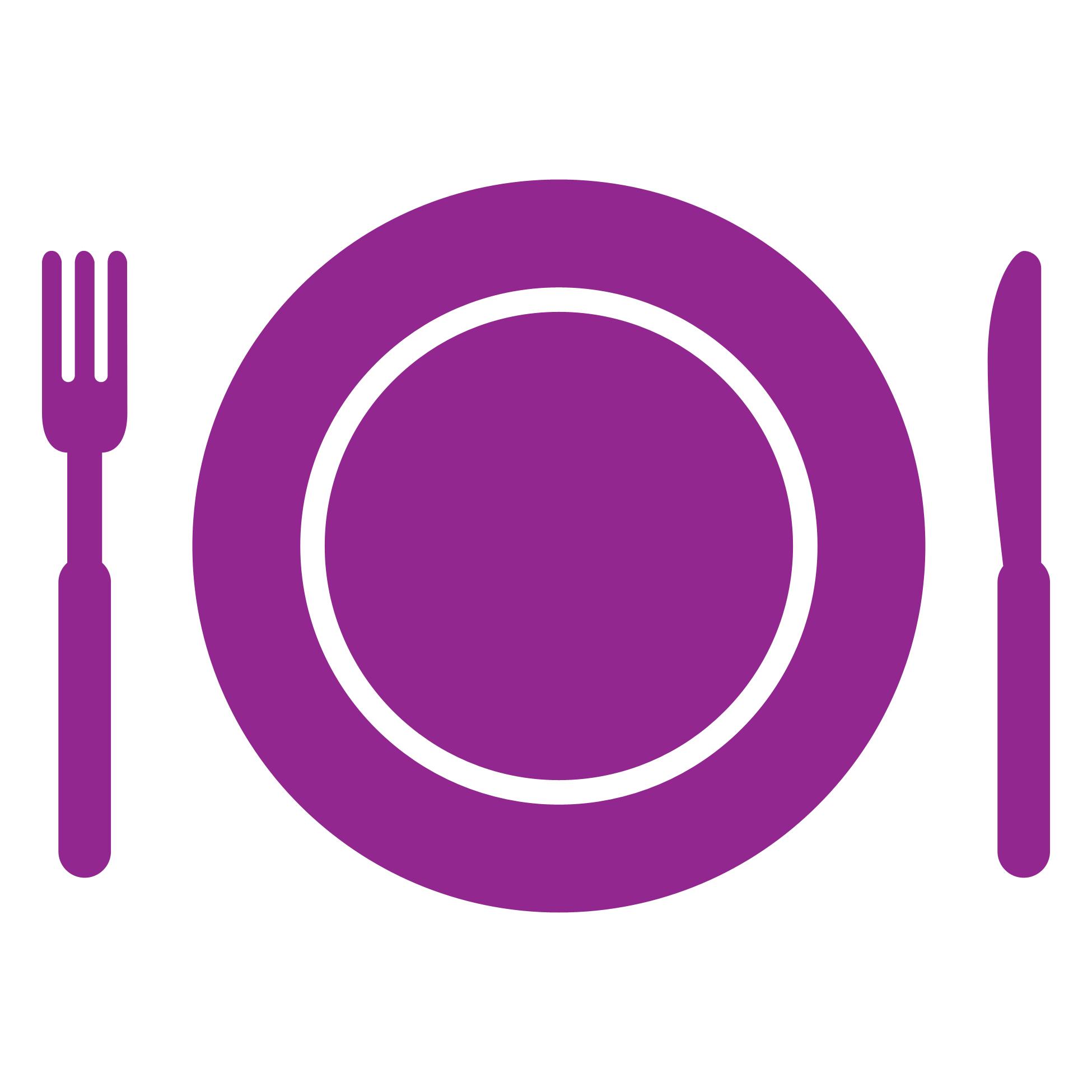 Illustration of a plate, fork, and knife
