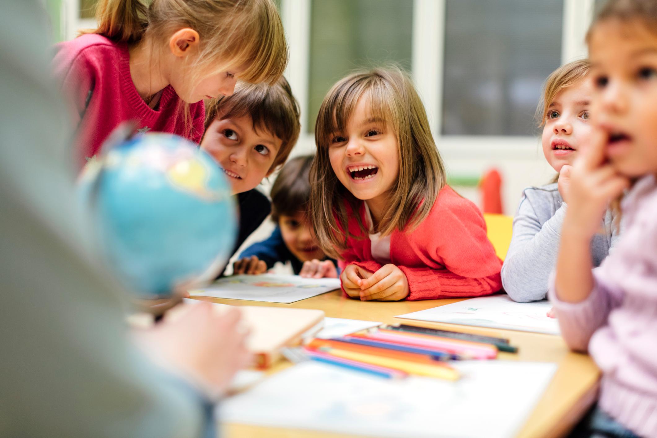 Happy children in a school-like setting
