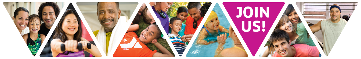 Banner image with families using the Y in interlocking triangles, "Join Us!" written in one triangle.
