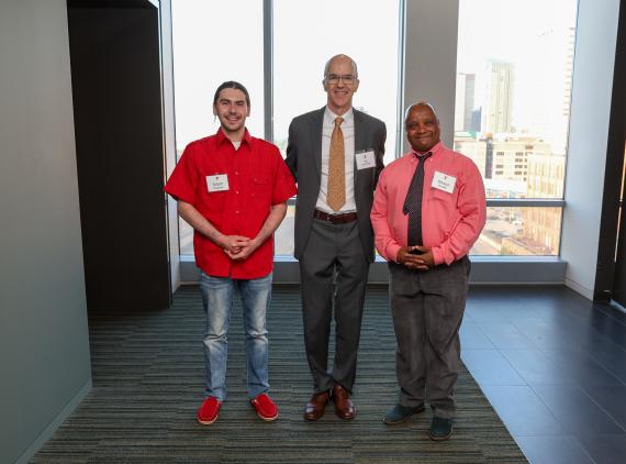Y-Haven residents Adam (left), and Shawn (right) with Ed Gemerchak, VP of Behavior services, Y-Haven.