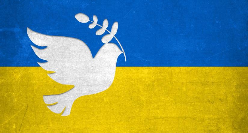 Ukraine Flag with dove