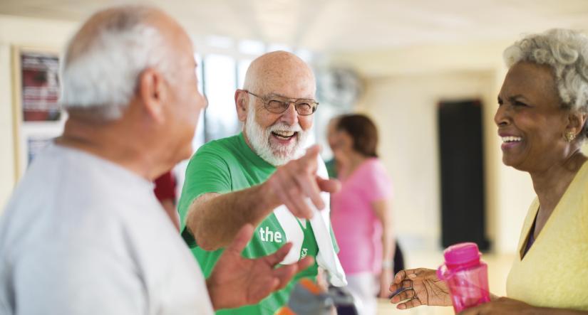 people having fun in a Y exercise class